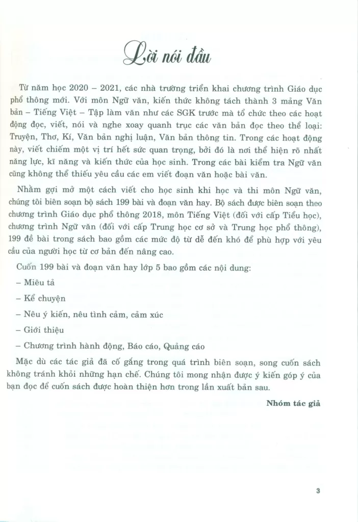 199 BÀI VÀ ĐOẠN VĂN HAY LỚP 5 (Theo chương trình GDPT mới)